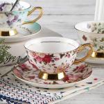 Non Toxic Crisp Gorgeous Gold Rimmed Latte Bone China Tea Cups