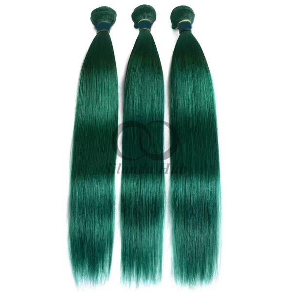 Green Straight Remy Human Hair Bundles Sew In Weave Bundles Brazilian Bundle