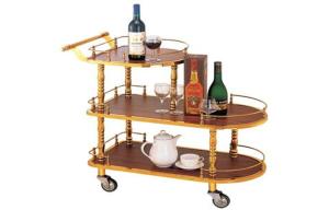 Quality Copper Plated Room Service Equipments , Liquor Trolley 770x400x825mm For Wine Golden and red color wholesale