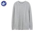 Pullover Men's Thick Winter Jumpers , Grey Cable Knit Long Sleeve Sweater Mens