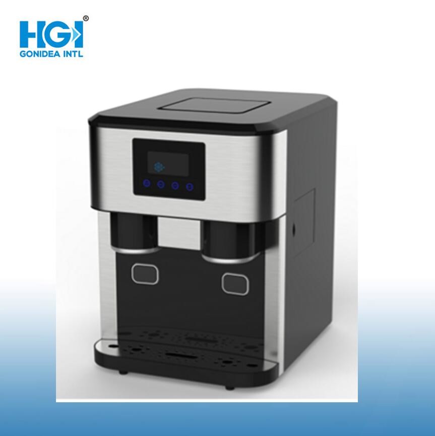 LCD Touch Portable Black Countertop Mini Ice Maker Stainless Steel Body