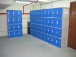 Highly Water Resistant Red Shoe Storage Locker Gray Body 4 Comparts per Column