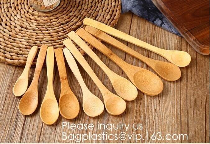 Eco friendly 5 Pieces Fork Knife Spoon Bamboo Disposable Cutlery Set Reusable Bamboo Cutlery Travel Set Bagease pack