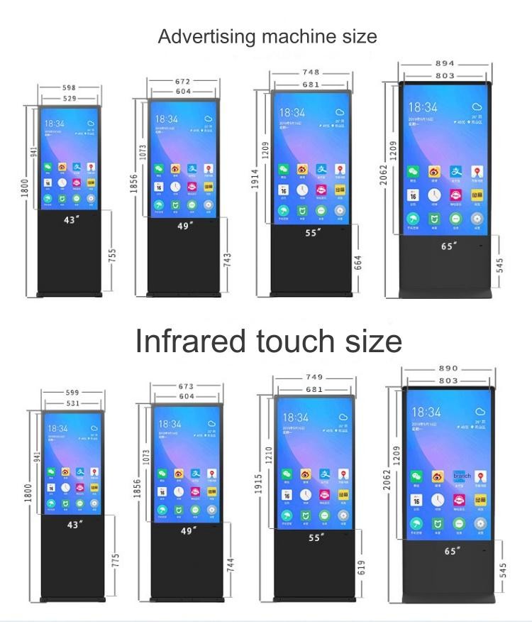 1920x1080 HDMI VGA Touchable Stand Advertising Display 50 inch