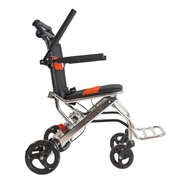 Portable Linkage Brake Foldable Transport Wheelchair 100KG Load