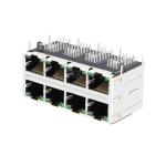 LPJM49029AWNL 2.5/5/10G Base-T 2x4 Port Magnetics RJ45 Jack Green/Green Led