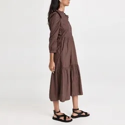 Casual Dresses View Larger Imageadd to Compareshareladies Poplin V Neck Dress for Women Long Sleeve Clothing Manufacturers Elegant Striped Print Custom Lo