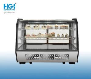 Quality Curved Rounded Glass Door Cake Display Refrigerator Stainless Steel 160L wholesale