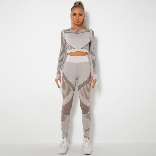 Seamless hollowed-out moisture-absorbing yoga long-sleeved yoga suit yoga dress