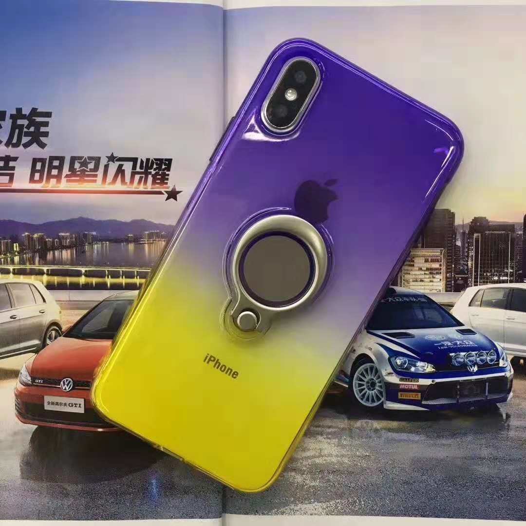 Double Color Gradient Ring Magnetic Car Mount Holder Soft TPU Case Back Cover For Vivo V7 V7PLUS Y83 X21 V9/Y85 NEX