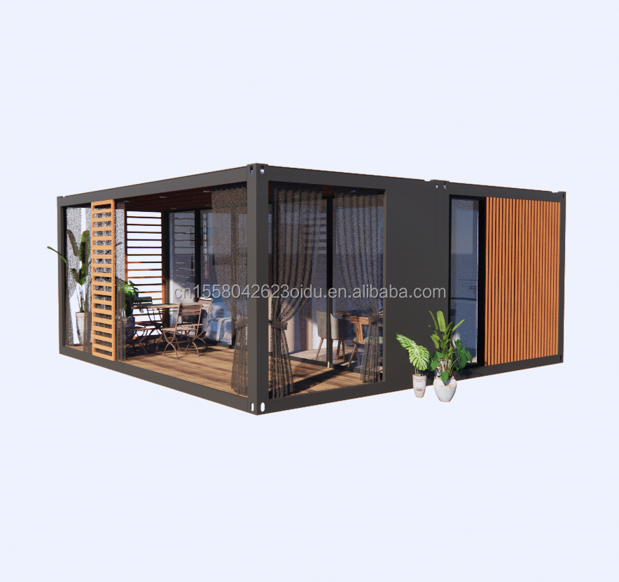20 Foot Deluxe 2-Bedroom Prefabricated Wooden House Modern Design Foldable Kitchen Bathroom and Outdoor Terrace for Living