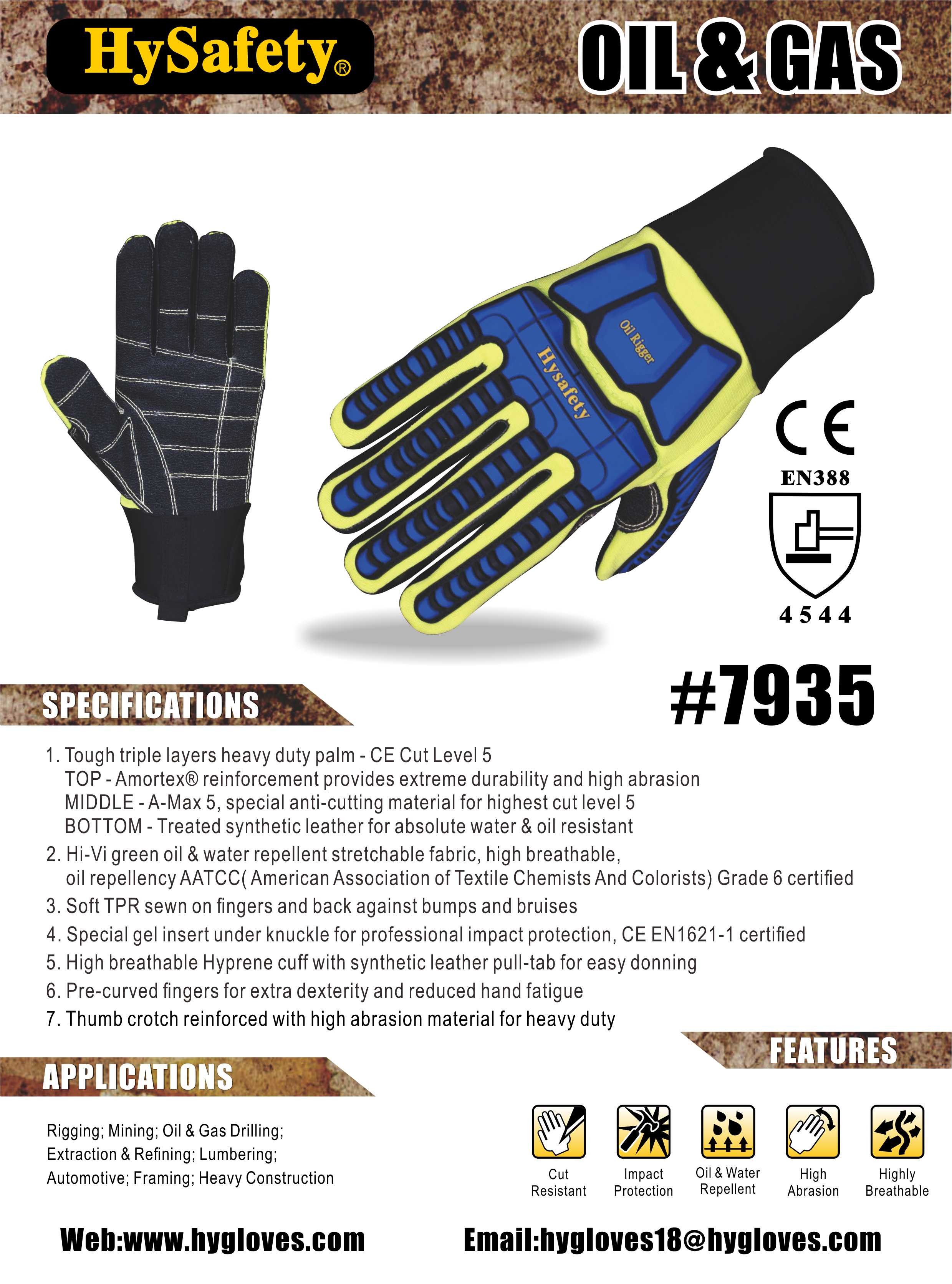 CE EN388 High Abrasion Cut And Impact Resistant Gloves / Rigger Hand Gloves
