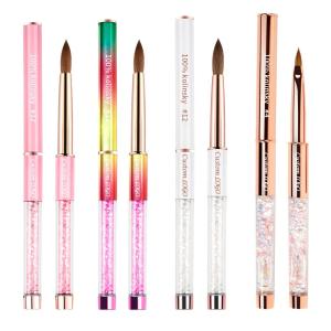 Quality Rose Gold Kolinsky Acrylic Brush Rhinestone Handle Size 16 Customizable wholesale