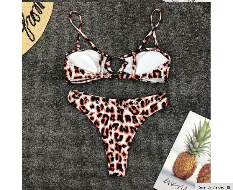 Womail Alluring Biquini Leopard Printed Bikini Push-Up Padded Swimwear Women's