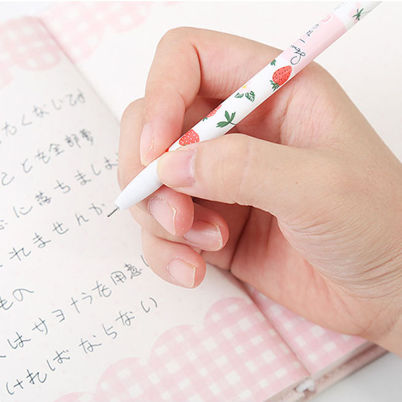 12pcs/box Cute Fruit Gel Pen Set for Student Writing 0.5mm Writing Width Novelty Design