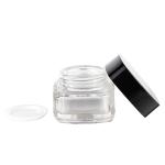 Eco - Friendly Glass Cosmetic Cream Jar Square Shape Clear Body Black Lid