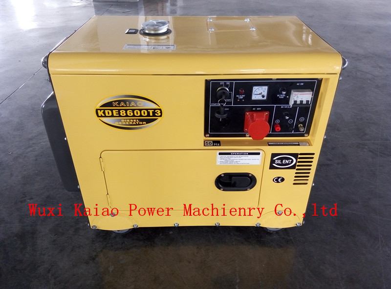 Key Start Soundproof Small Diesel Generators Air Cooled Three Phase KDE8600T3