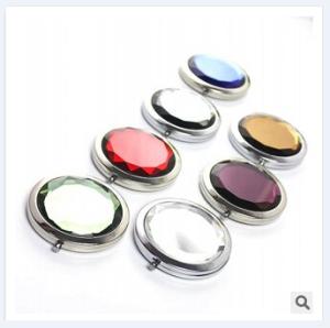 Quality New promotional customed logo round crystal stainless steel pocket mirror wholesale