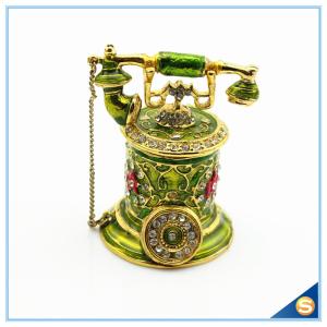 Quality Jeweled Enamel Trinket Box Antique Telephone Shape Trinket Box For Women's Gift SCJ183 wholesale