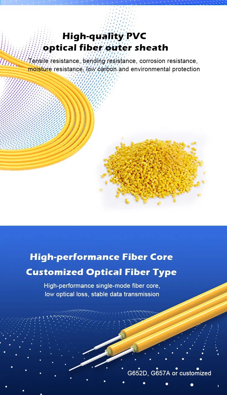 FTTH Indoor SC APC to Sm SC G657A2 Simplex Fiber Optic Patch Cord for Video Streaming