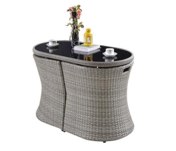 Indoor Outdoor Patio Rattan Bistro Dining Set Balcony Chair Leisure Space Saving