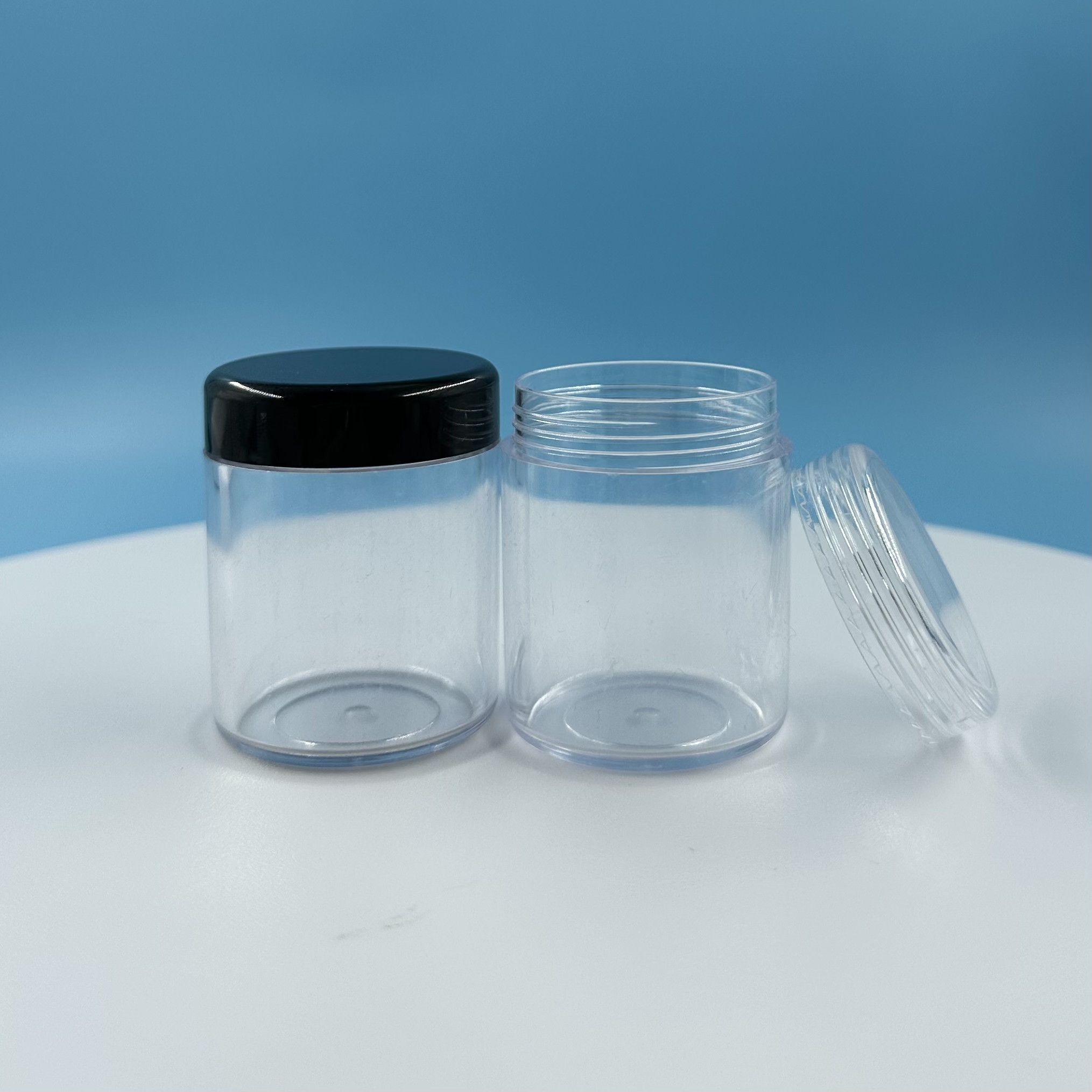 30g Transparent Cream Jar with Black Lid Volume 20ml 30ml 50ml Durable PS Plastic Jar