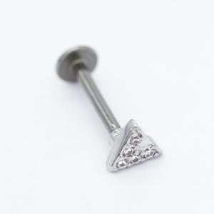 Quality V Shape Crystal Gems Labret Back Earrings Surgical Steel 8mm wholesale