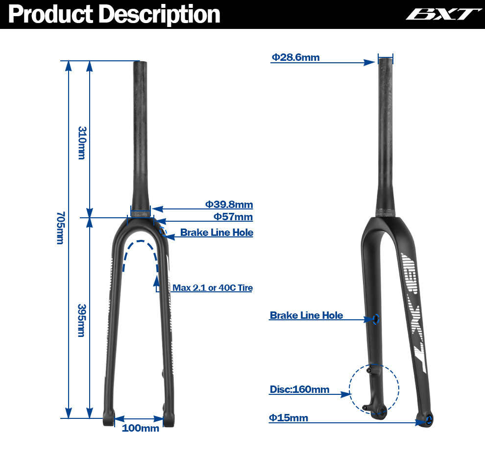 Mountain Full Carbon Road Bike Fork 27.5 700C Racing Road Bike Gravel Fork