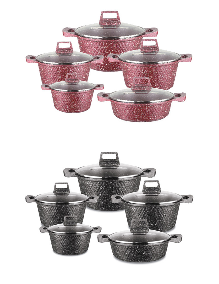 Multifunction 10pcs Black / White Cooking Pot Set Aluminum Non Stick