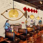 Fish Shaped Rattan Woven Hotel Bar Lamp Creative Chinese Style Retro lamp(WH-VP