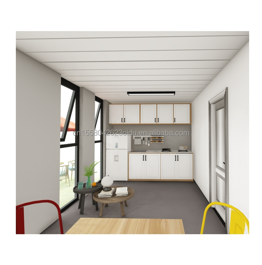 20ft or 40ft Portable Tiny Home Prefabricated Light Steel Villa Modular Prefab Houses with Galvanized Steel Square Tubes