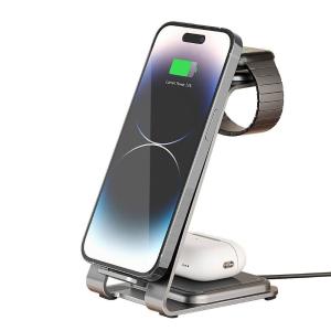 Quality 15W Aluminum Alloy 3 In 1 Wireless Charging Stand for Smart Devices wholesale