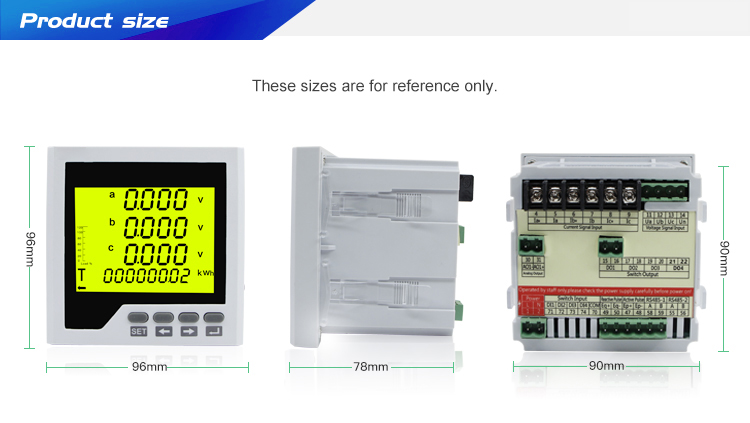 Three Phase LCD display Multifunction Power Meter with harmonic and multi-rate