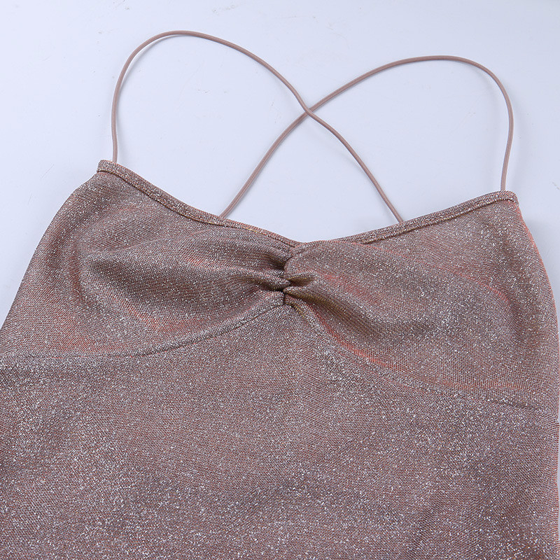Irregular Ruffled Silk Sexy Women Dresses Sleeveless Suspender