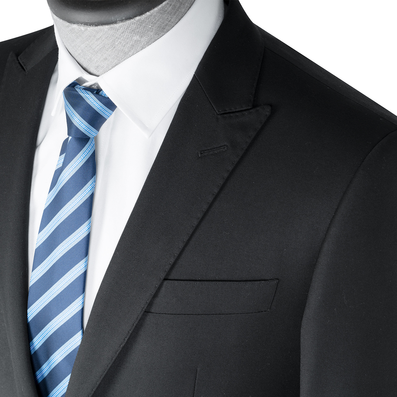 Slim Fit Black Formal Blazer Coats Suits Jacket with Flat Front Style and Mandarin Collar