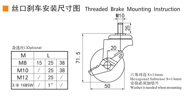 30kg Threaded TPE Mini Caster Wheels 50mm 2 Swivel Casters