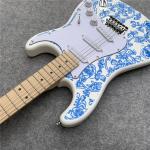 High Quality blue and white porcelain electric guitar white guitar birthday