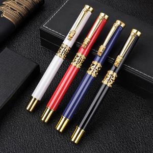 Quality Chinese Style Metal Business Stationery Set Hollow Out Dragon Head Roller Ball Pen wholesale