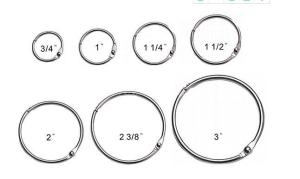 Quality Metal silver nickel finish 50mm(2&quot;)loose leaf ring book binding ring hinged snap hook ring wholesale