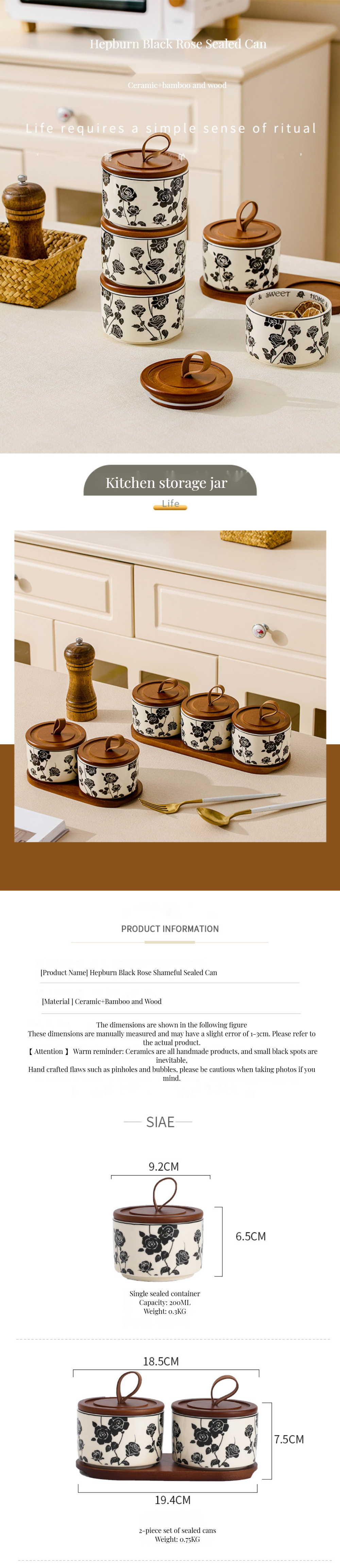 Vintage Floral Ceramic Storage Jar for Eco-Friendly Microwavable Lid-Attached Canister