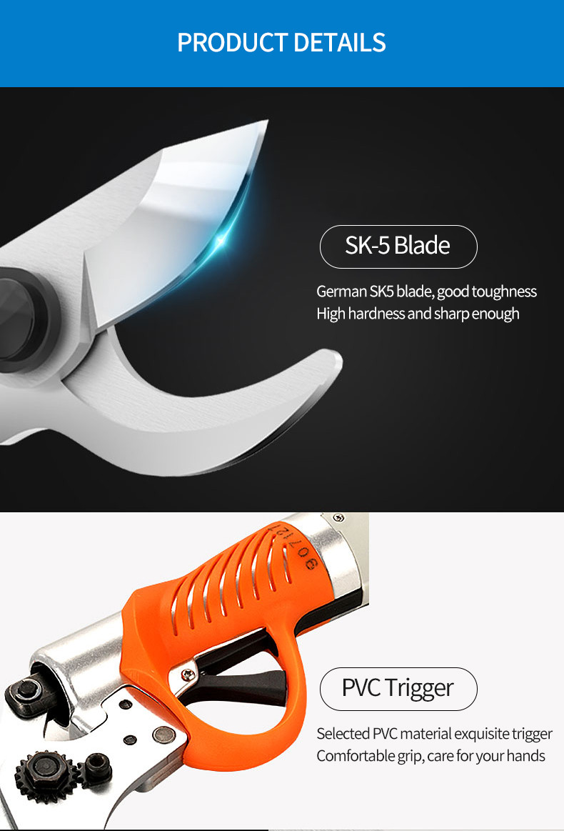 45mm Professional Portable Electric Pruning Shear Battery Powered Pruner For Vinyard Orchards High Speed