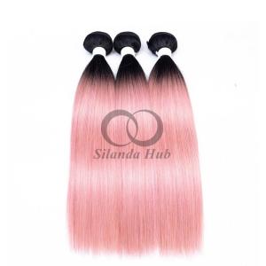 Quality #T1B/Pink Straight Remy Human Hair Bundles Sew In Weave Bundles Brazilian Bundle Deals wholesale