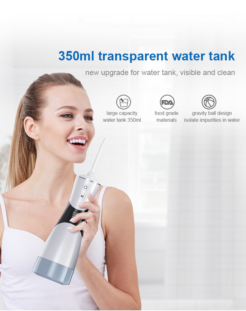 Water Flosser 350ML Cordless Portable IPX7 Water Floss Oral Irrigator Multiple Features Oral Irrigator