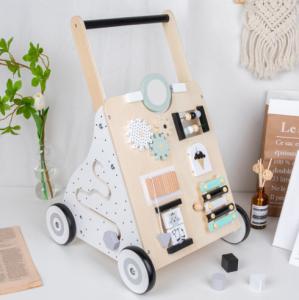 Quality Multifunctional Anti Rollover Wooden Trolley Walker For Infant wholesale