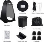 47.2*47.2*74.8Inch Black Silver Coated Polyester Pop Up Privacy Tent With UV