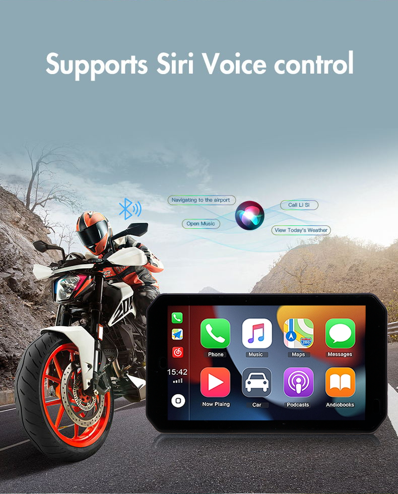 Wireless CarPlay Motorcycle Navigator 5-Inch Touch Screen for Driving and Navigation