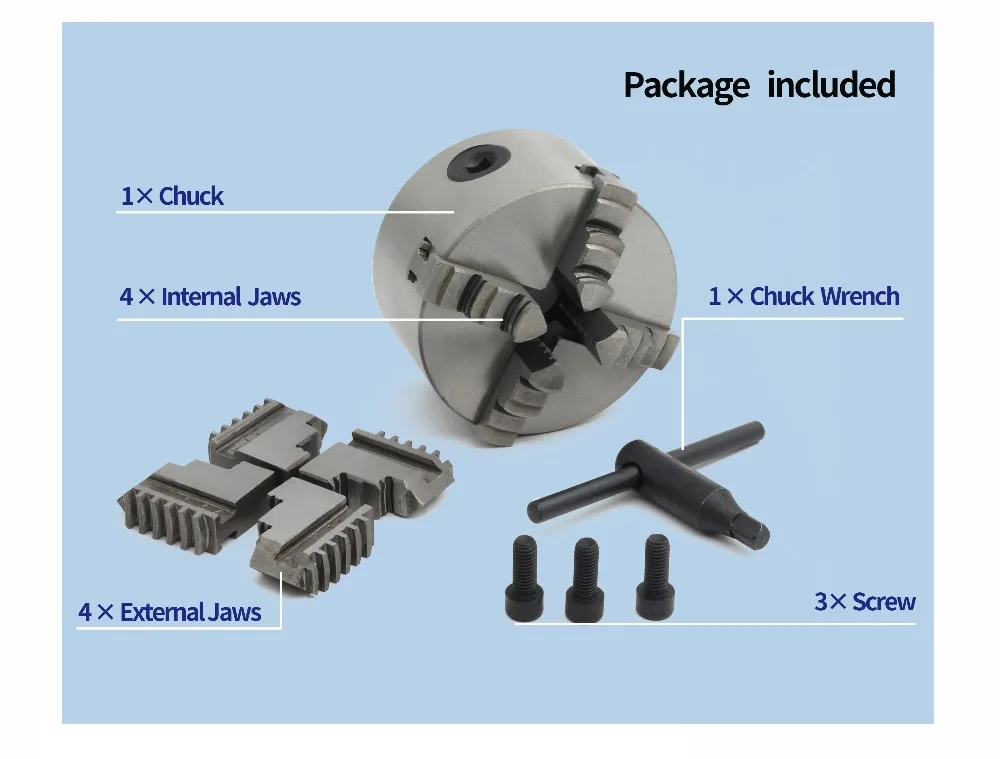 4 Jaws K12-100mm Manual Self Centering Chuck CNC Lathe Chuck RATTM MOTOR