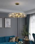 Modern chandelier lighting smoke gray glass round luxury crystal ceiling