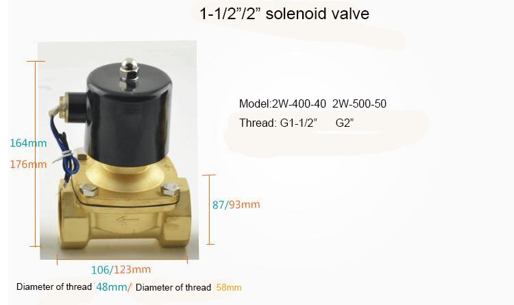 Brass Normally Closed 2w-500-50 Diaphragm 2 inch Water Solenoid Valve 220v ac