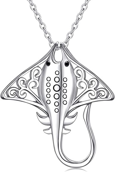 Lady tree 925 Sterling Silver Stingray Necklace Manta Ray Turtle Dolphin Charm